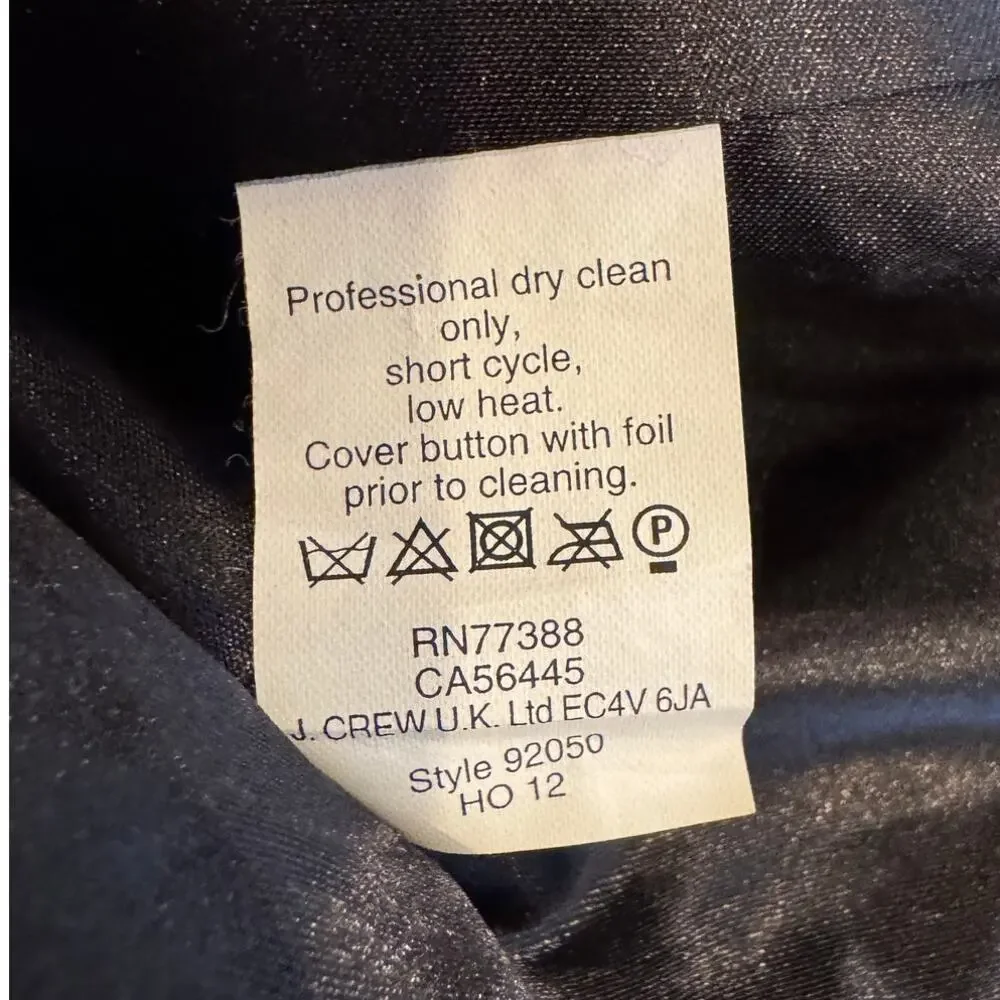 J. Crew Peacoat Wool by Nello Gori black tan Size 00